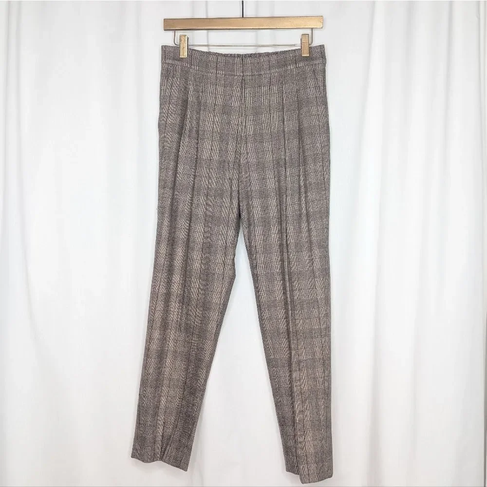 Aritza Babaton Cohen Pant Italian Wool Cashmere Plaid Pleated Pull On Trouser